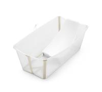 Stokke Flexi Bath (Sandy Beige) con Soporte para recién nacido - Duradera y fácil de guardar - Práctica para usar en casa o de viaje - Para bebés 0 a 48 meses