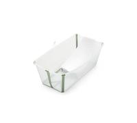 Stokke Flexi Bath (Verde transparente) con Soporte para recién nacido - Duradera y fácil de guardar - Práctica para usar en casa o de viaje - Para bebés 0 a 48 meses