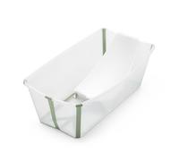 Stokke Flexi Bath (Verde transparente) con Soporte para recién nacido - Duradera y fácil de guardar - Práctica para usar en casa o de viaje - Para bebés 0 a 48 meses