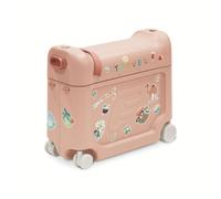 Stokke JetKids BedBox, Coral Pink - Maleta para niños de 2 a 7 Años (hasta 35 kg) - Se Transforma en Cama - Incluye Colchón, Pegatinas Decorativas y Correa de Transporte Ajustable