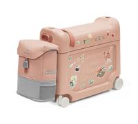 Maleta de viaje JETKIDS™ BY STOKKE® BedBox™ Creamy Cappuccino con Crew BackPack™ rosa coral.
