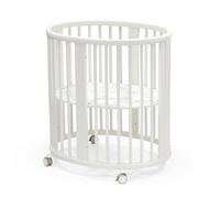 Stokke Mini Sleepi, Blanca - Cuna Ovalada Apta para 0-6 Meses - Base Ajustable en Altura, Ruedas giratorias bloqueables, Base de colchón Perforada para circulación del Aire