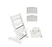 Stokke Tripp Trapp Bundle - Trona con cojín Classic Nordic Grey OCS y set de bebé incluido, color blanco