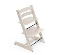 Stokke Tripp Trapp® - Trona Evolutiva de Madera - Blanco Envejecido | La trona evolutiva que crece con el niño. Diseño icónico en haya europea, asiento y reposapiés regulables. Hasta 136 kg.