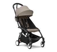 Stokke YOYO3 - Cochecito a partir de 6 meses, incluye marco negro/cojín de asiento gris pardo y toldo, se pliega dentro y fuera en un instante, ligero y compacto, compatible con equipaje de mano
