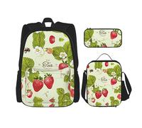 StOlmx Juego de 3 bolsas ligeras ajustables para viajes, senderismo, bolsa de almuerzo aislada y bolsa para lápices, estampado de Papá Noel, Fresa encantadora, Talla única