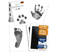 Stolzesglück Juego de impresión de huellas de manos para bebé, incluye 50 plantillas, tamaño ideal hasta 2 años, 7,5 cm x 12 cm, almohadilla de tinta de calidad comprobada, juego de impresión de color