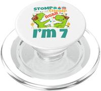 Stomp Chomp Roar I'm 7 Dinosaurio Juguete Decoración 7º Cumpleaños PopSockets PopGrip para MagSafe