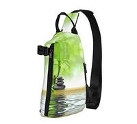 Stone Bamboo - Mochila cruzada con estampado de bambú para hombres y mujeres, para caminar al aire libre, viajes, Negro -, Talla única