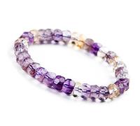 Stone-Beads Pulsera de ametrina natural con cuentas de ábaco y cristal de citrino y amatista, 9 mm, 9 mm, Ametrina, Gema ametrino natural