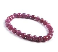 Stone-Beads Pulsera elástica de 7 mm con piedras preciosas de rubí natural rojo AAAA