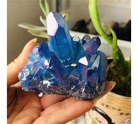 Stone Blue Aura Crystal Cluster Quartz Aura Flower Stones and Minerals Stone Decoration for Home Gift(90-100g)