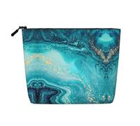Stone Blue Gold Marble Fake Hemp Makeup Bag - Travel and Daily Storage Essential - Estuche cosmético reutilizable, bolsa con cremallera, herramienta de maquillaje, negro, One Size, negro, One Size