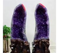 Stone Brazilian Amethyst Cluster Pair geode, Purple Quartz Crystal Stone Gift(Size:170-200kg)