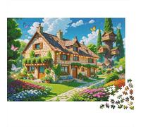 Stone Cottage Jigsaw Jigsaw Puzzle 1000 Piezass Papel Reciclado Lush Garden Art Jigsaw Jigsaw Puzzles Desafío de Juego Educativo Divertido Family Game for Adultos and Age 10 52x38cm/1000pcs