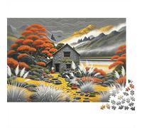 Stone Cottage Jigsaw Puzzle 1000 Pieces Recycled Autumn Foliage Yard Puzzles for Boy & Girl Parent Child Accesorios de Juego Desarrolla la Inteligencia de niños y niñas Educational 38x26cm/1000pcs