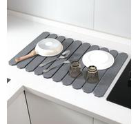 Stone Drying Mat, Absorbent Sink Dish Drying Pad, Quick Instant Foldable Bed for Coffee Station Vanity Bath Shower Countertop Bathroom Accessories, Lightweight 60x39cm Gray