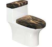 Stone Forest - Juego de 2 fundas para tapa de inodoro y tapa de tanque de inodoro, diseño elástico de impresión completa, se adapta a la mayoría de inodoros