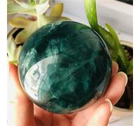 Stone Green Fluorite Crystal Ball Home Decoration Ball Gift + Wooden Stand