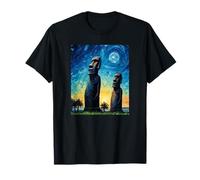 Stone Guardians Moai Esculturas Isla de Pascua Acuarela Camiseta