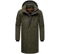 STONE HARBOUR Abrigo de invierno largo para hombre, con capucha desmontable y listón de cierre magnético Xandroo XX S-3XL, verde oliva, L