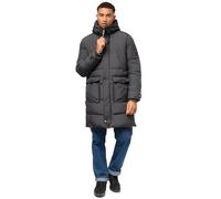 STONE HARBOUR Abrigo de invierno para hombre, cálido acolchado largo con capucha, Beviis, S-3XL, antracita, S