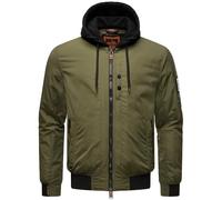 STONE HARBOUR Chaqueta de entretiempo corta para hombre con forro de grosor medio, chaqueta bomber con capucha (extraíble), chaqueta interior y capucha Hoboo, S-3XL, verde militar, S