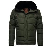 STONE HARBOUR Chaqueta de invierno para hombre con capucha, cuello de piel, chaqueta acolchada B743, verde oliva, L