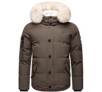 STONE HARBOUR Halvaar Halvaar - Chaqueta de invierno para hombre con capucha desmontable de piel sintética, tallas S-3XL, Anthracite con pelaje blanco, L
