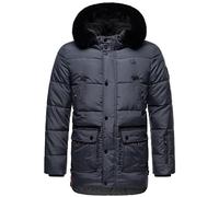 STONE HARBOUR Mironoo - Chaqueta de invierno para hombre con capucha y cuello de piel sintética extraíble (talla S-3XL), Piedra Azul, 3XL