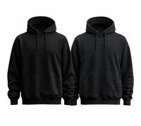 Stone Kids - Sudadera con capucha para mujer lisa, juego de 2, ajuste cómodo y transpirable, 100% algodón, talla normal XS-XL, negro y pigmento tinte (lavado), Sudadera 2, M