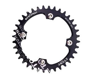 STONE - Plato Redondo/Ovalado para Bicicleta MTB 4 Tornillos 104BCD Monoplato CNC Aluminio Aleris 7075-T651 32T | 34T | 36T (Redondo, 34T)