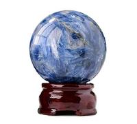 Stone Polished Blue Kyanite Crystal Ball Ornaments Feng Shui Crystal Sphere with Stand for Healing/Divination/Chakra Balance/Home Decoration Gifts,45-50mm