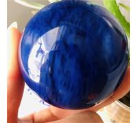 Stone Quartz Crystal Blue Fused Crystal Ball Crafts Living Room Decoration + Wooden Stand Gift(5-6cm)