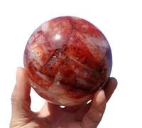 Stone Red Fire Quartz Ball Red Crystal Room Office Decor Gift(Size:800-900g)