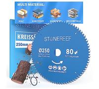 STONE REEF Hoja de sierra circular de 250x30 cm, incluye adaptador a agujero de 20 mm, compatible con sierra de inmersión y sierra circular de Bosch, Makita, ideal para madera, metal y aluminio