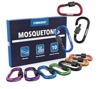 Stone Reef Pack de 10 Mini mosquetones (75 x 42 mm) - Mosquetón de Aluminio pequeño con Cierre a presión - Versátil para Camping, Viajes, Senderismo, Mochila y Llavero