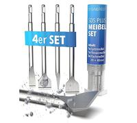 STONE REEF SDS Plus - Juego de cinceles (4 piezas, incluye cincel para baldosas), cincel SDS, cincel, cincel plano, cincel, juego de cinceles SDS, juego de cinceles para martillo perforador, cincel de