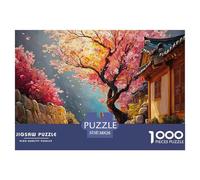 Stone Road Ancient Chinese Building 1000 Pcs Cartón Rompecabezas Cherry Blossom Alley Liberador De Estrés Juego Familiar Puzzle Juego De Desafío Difícil 38x26cm/1000pcs