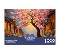 Stone Road Ancient Chinese Building 1000 Piezas Cartón Rompecabezas Cherry Blossom Alley Liberador De Estrés Juego Familiar Puzzle para Adultos Y Niños 38x26cm/1000pcs