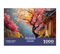 Stone Road Ancient Chinese Building 1000 Piezas Papel Ecológico Rompecabezas Cherry Blossom Alley Imágenes Vibrantes Juego Creativo Puzzle Juego De Desafío Difícil 52x38cm/1000pcs