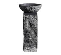 Stone Sink, 3-Pieces Floor Standing Vanity Vessel Outdoor Courtyard Handcarved Wash Basin with Faucet Hole,Excluding Pop Up Drain