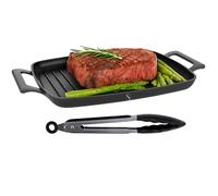 Stone&Stone Sartén parrilla antiadherente 47 cm | Parrilla rectangular plancha profesional | Fondo de inducción 100% acero | Horno y gas | Cocina sana sin aceite revestimiento alemán Greblon C3+