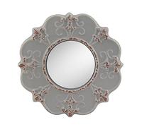 Stonebriar Acento Redondo de cerámica Gris Claro de 8 Pulgadas Espejo de Pared con Lazo para Colgar, decoración Vintage Decorativa para la Sala de Estar, Dormitorio, Pasillo y Entrada