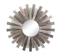 Stonebriar Espejo de Pared Grande Redondo de Madera Sunburst de 79,5 cm con Soporte para Colgar Adjunto