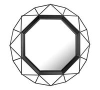 Stonebriar Espejo Decorativo de Pared con Marco de Metal geométrico Negro de 28 Pulgadas con Soportes de Montaje, 71,9 x 71,9 cm