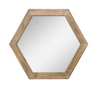 Stonebriar Espejo Decorativo de Pared Hexagonal de 24 Pulgadas con Marco de Madera Natural y Soporte para Colgar Adjunto