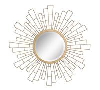 Stonebriar Round Decorative 23.6" Geometric Metal Sunburst Hanging Espejo para Pared, Oro Envejecido, 60.1L x 60.1W cm