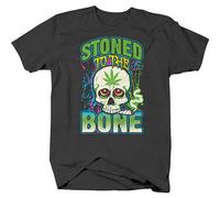 Stoned to The Bone Skull Pot Head Smoking Joint Chill T Shirt for Men T-Shirt Black M