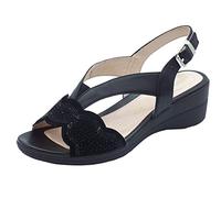 Stonefly 219077 Vanity III Negro Sandalias de Verano para Señora de Cuero y Nubuck Negro, Negro , 36 EU
